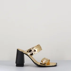 Sandales en cuir métallisé doré texturé - M6270 GOLD