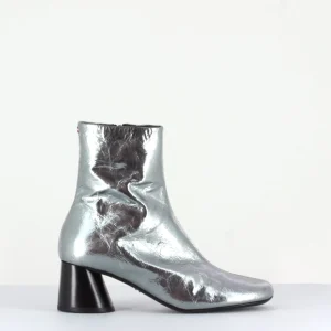Boots en cuir froissé métallisé argent - ODILE02 METAL