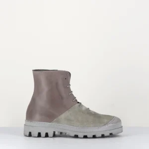 Boots à lacets en cuir taupe et daim sable - Boots 2241 SAND