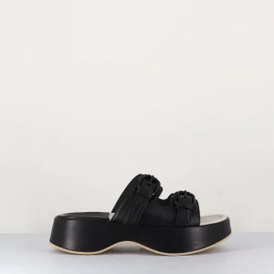 Sandales plateforme & boucles cuir noir - CORFU CHAT BLACK