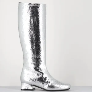 Bottes 60s en cuir craquelé argent - MJ1128 CRAQUE SILVER