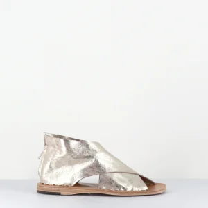 Sandales plates en cuir souple or clair - ITACA006 MAXI PLATINO