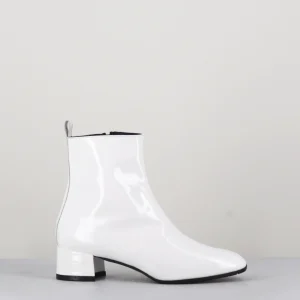 Boots 60s en cuir vernis blanc - JANE VERNICE BIANCO