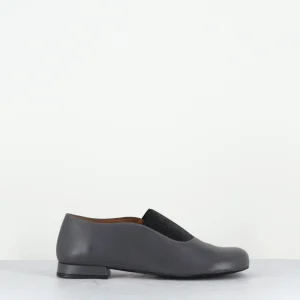 Ballerines à élastique en cuir souple gris - MAGAR NAPPA ASFALTO