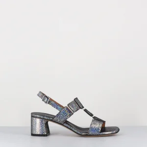 Sandales 60s cuir imprimé boule à facettes - LEFAI10 BALL SILVER