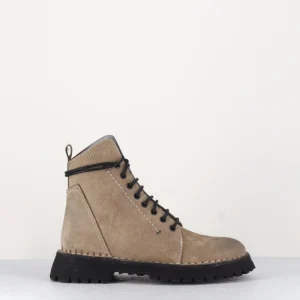 Boots plates à lacets en daim taupe - 21J275Q TEA