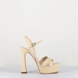 Sandale en cuir beige à talon haut - ERS5137 MARZAPANE