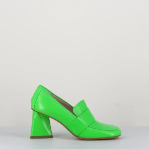 Mocassins à talon en cuir naplak vert - A5183 MELA