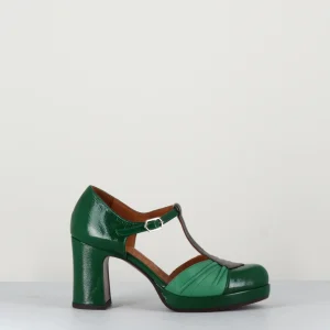 Salome à talon en cuir vernis vert - DAJUD GREEN