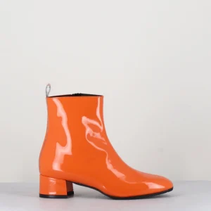 Boots 60s en cuir vernis orange - JANE VERNICE ORANGE