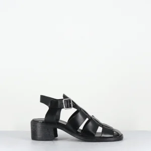 Sandales 'méduse' en cuir noir talon bloc - 34504G OIL NERO