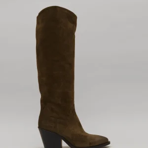 Bottes santiags en daim souple cognac - 6645