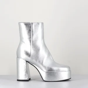 Disco boots à plateforme cuir argent - CARE ARGENTO