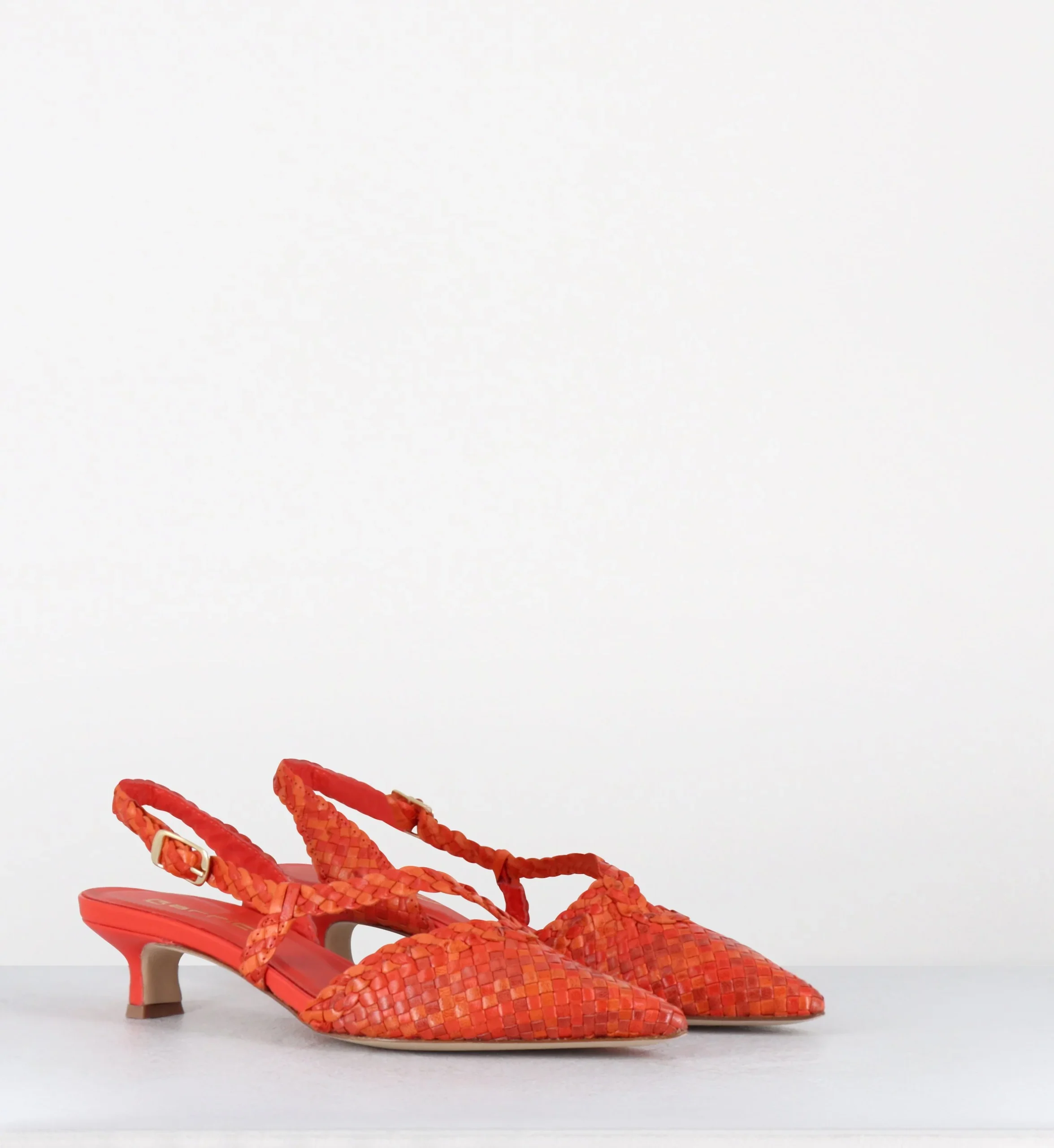 Escarpins slingback en cuir tressé orange kitten heel - BOKER BERL BRIGHT – Image 3