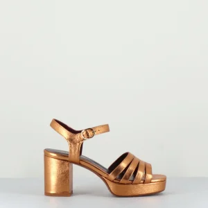 Sandales à plateformes 70s en cuir doré - EBAN G6E OR