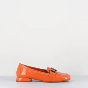 Mocassins 60s en cuir vernis orange - LAKE NAPLAK ARANCIO