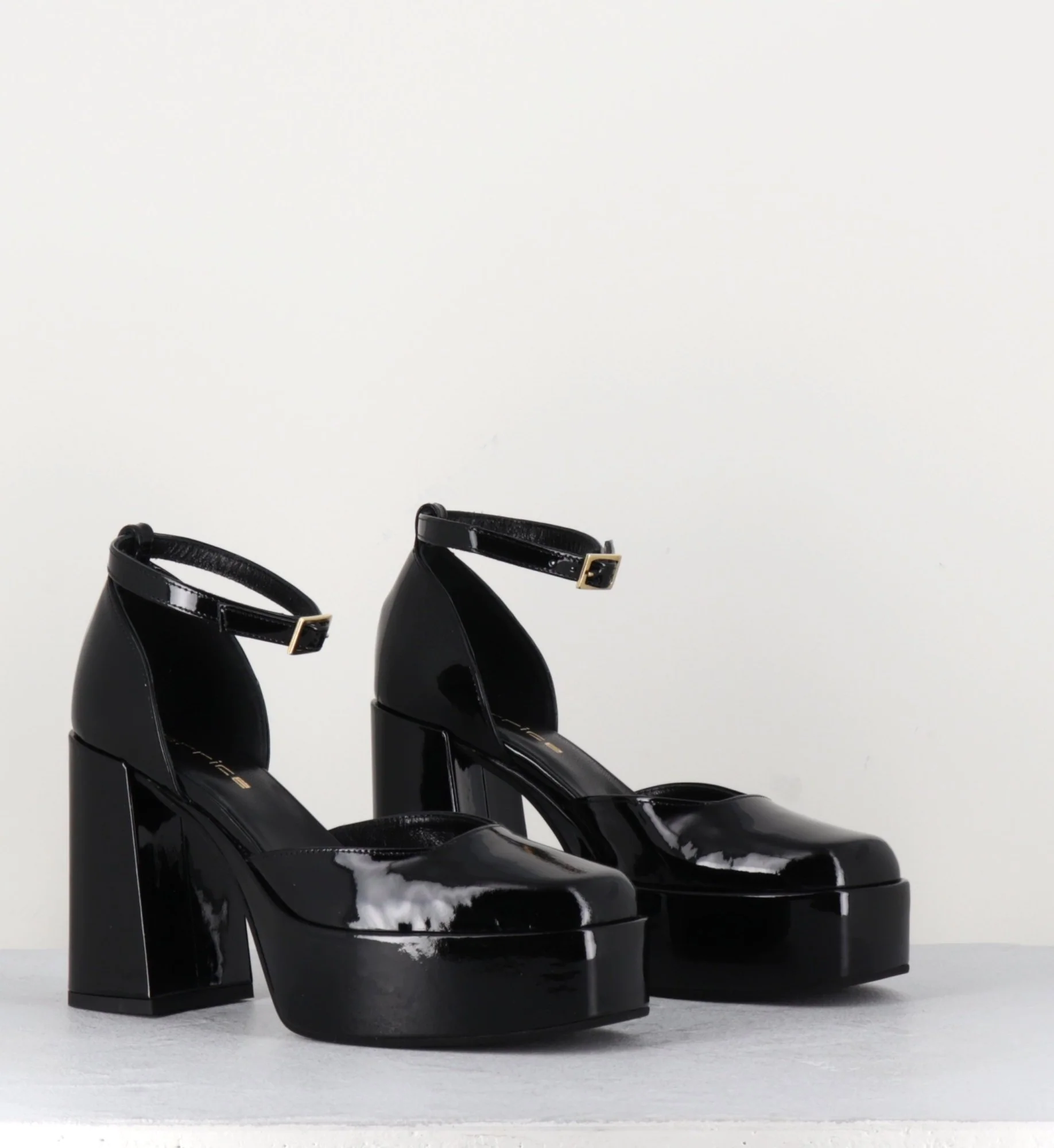 Babies à plateforme en cuir vernis noir - SQUARE NERO – Image 3