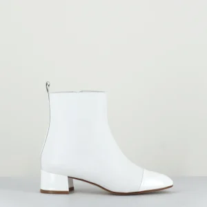 Boots bi-matière en cuir blanc - G 566 BIANCO