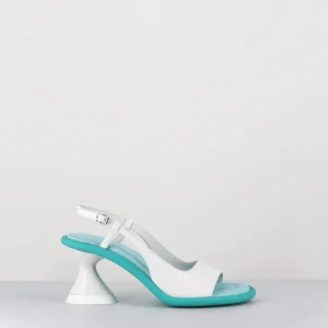 Sandales talon géométrique blanc & bleu - A5411 BIANCO ACQUA