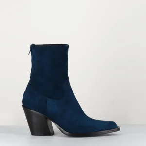 Santiags talon haut en daim bleu - DESI CHELIN BLU