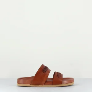 Sandales plates en cuir camel - DEL SOL CUOIO