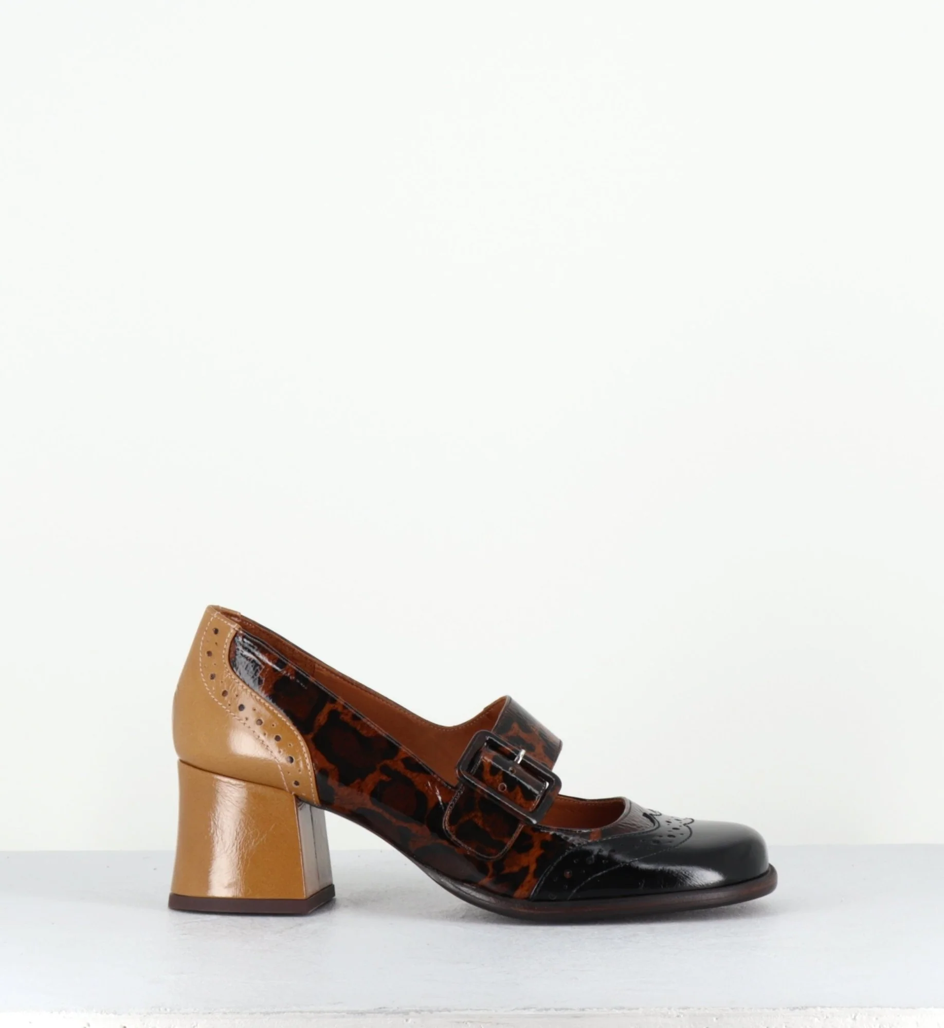 Babies petit talon cuir effet vernis léopard multi - MEYKO MASERATI NEGRO