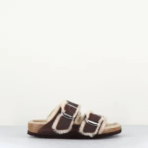 ARIZONA BIG BUCKLE CUIR MARRON FOURRÉES SHEARLING BROWN