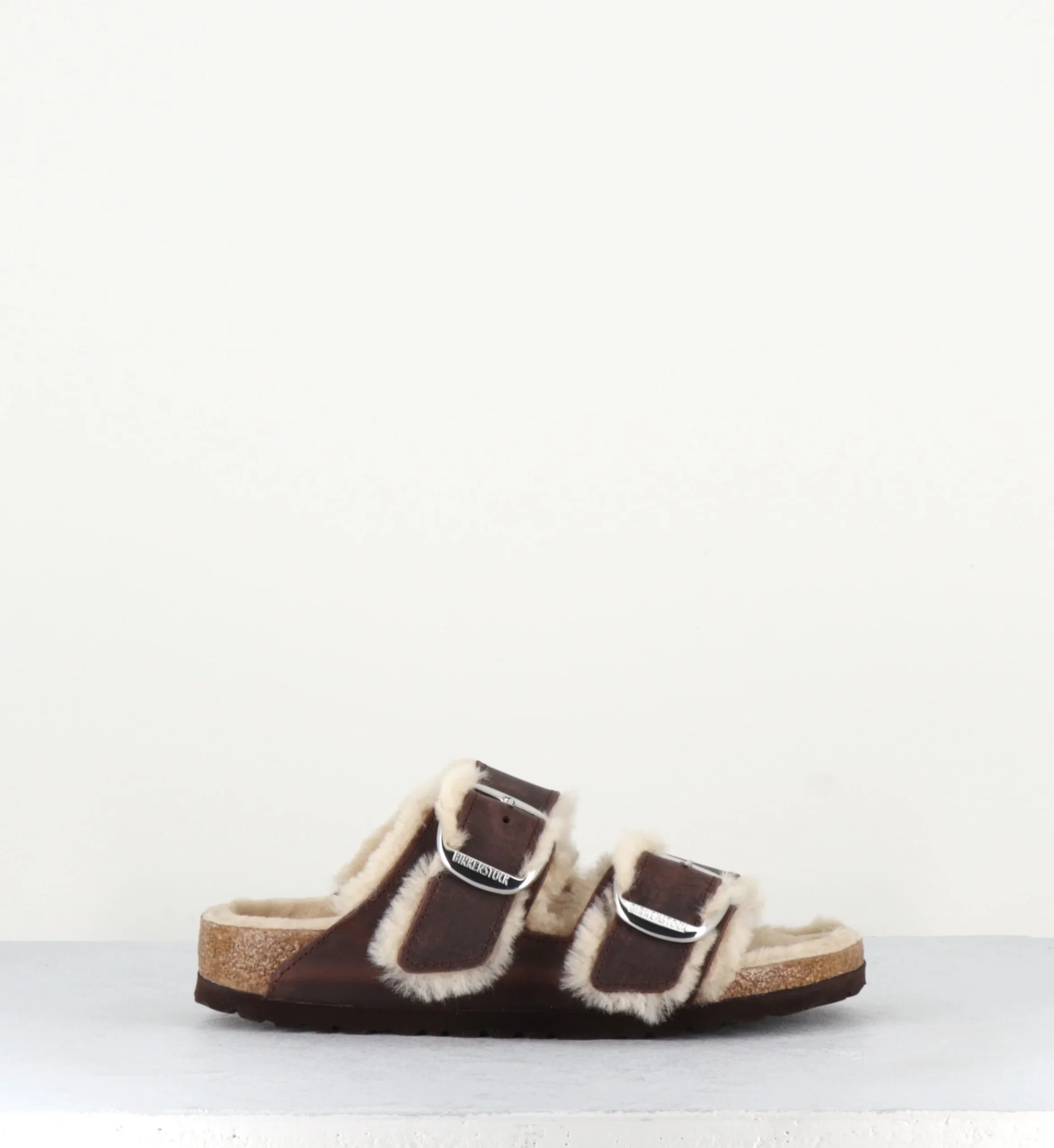 ARIZONA BIG BUCKLE CUIR MARRON FOURRÉES SHEARLING BROWN