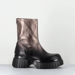 Boots en cuir métallisé bronze semelle épaisse - MELIA1 PEGASUS BRONZO