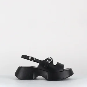 Sandales à plateforme en cuir noir - 1G3260D BLACK