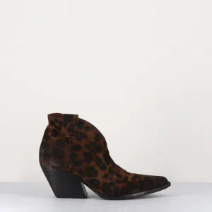 Boots santiags courtes en daim leopard - E2004L