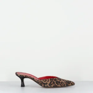 Mules bout pointu petit talon léopard -  STONE CAM LEOPARDO
