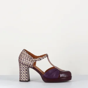 Salomé à talon en cuir multi violet - DAJUD GRAPE EGGPLANT