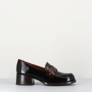 Mocassins petit talon cuir noir/marron/vert - TOBEN NEGRO HUNT