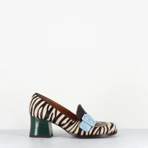 Mocassins à talon pony zèbre - TEISIN47 PINKIE ZEBRA