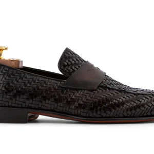 Points à la main Moccasin en cuir tissé à la main