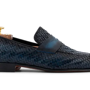 Points à la main Moccasin en cuir tissé à la main