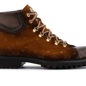 Bottine en cuir effet crocodile