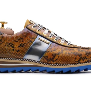 Baskets en cuir python avec détails argentés