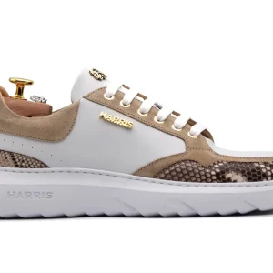 Baskets en cuir python et daim