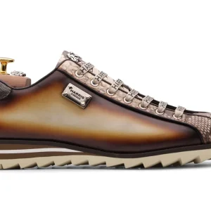 Baskets en python et cuir de veau teintées à la main