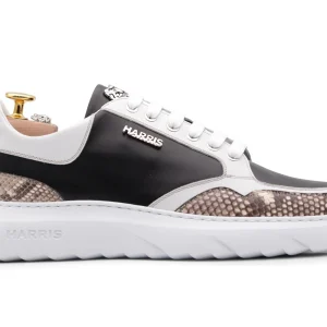 Baskets avec détails fins en cuir et empiècements en python