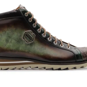 Polacchino dans le cuir peint à la main et Python