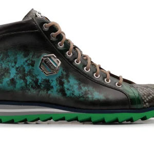 Polacchino dans le cuir peint à la main et Python