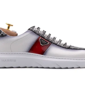 Baskets en cuir souple avec effet de crocodile