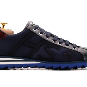 Sneaker en daim et python