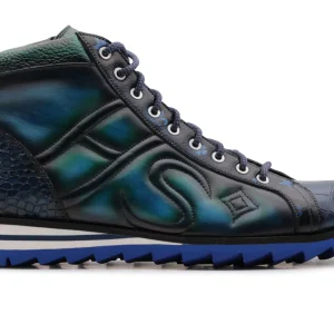 Bottine en cuir peinte à la main