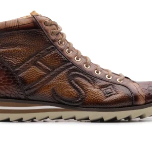 Bottine en cuir effet élan