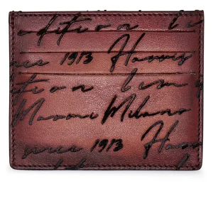 Porte-cartes en cuir peint à la main et imprimé écrivain