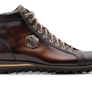 Bottine en cuir peinte à la main